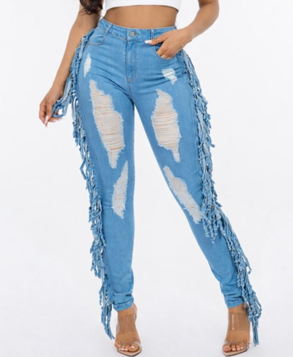 Let’s go girl’s fringe denim