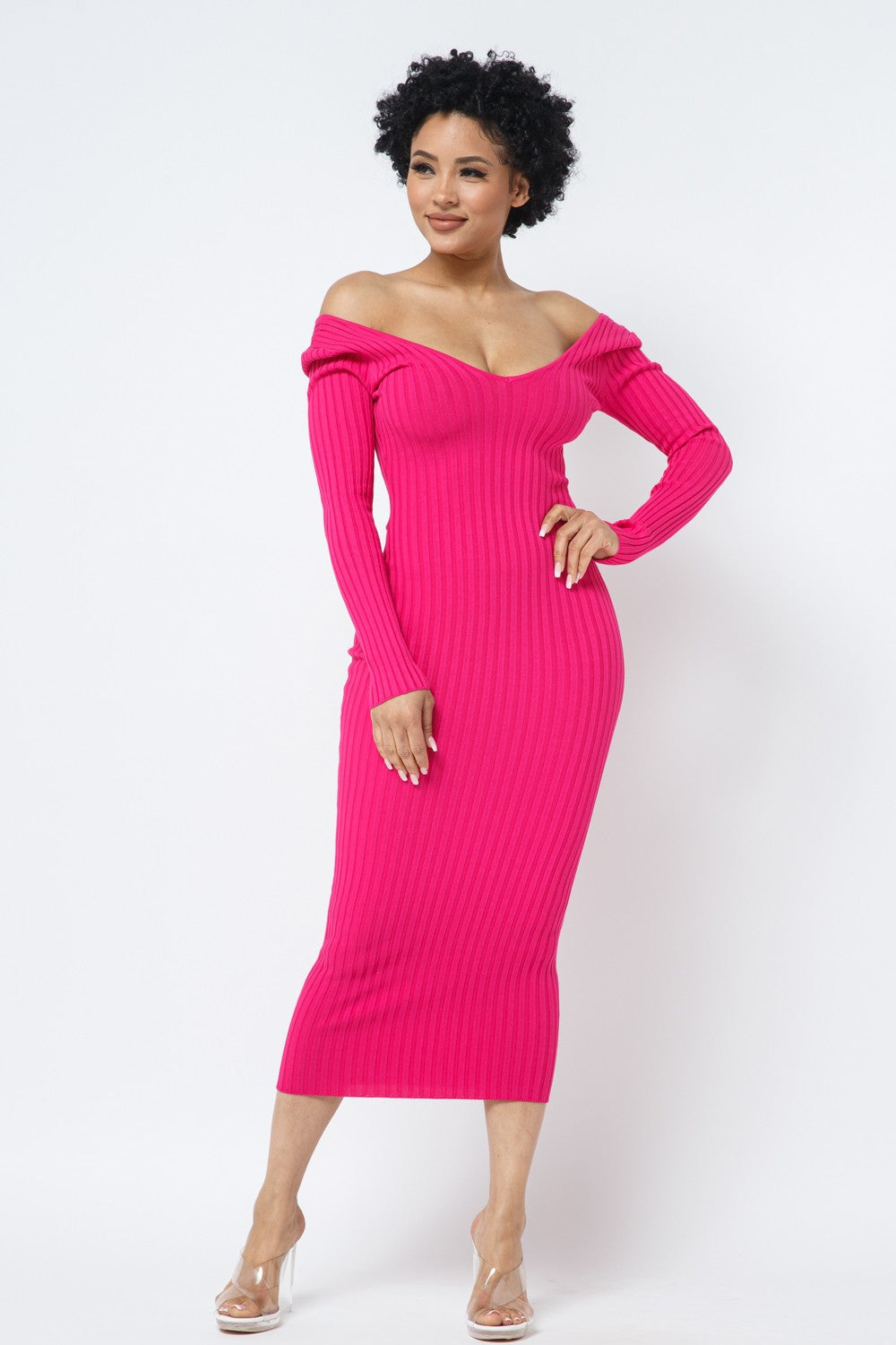 Shelia Midi Pink Knit Dress