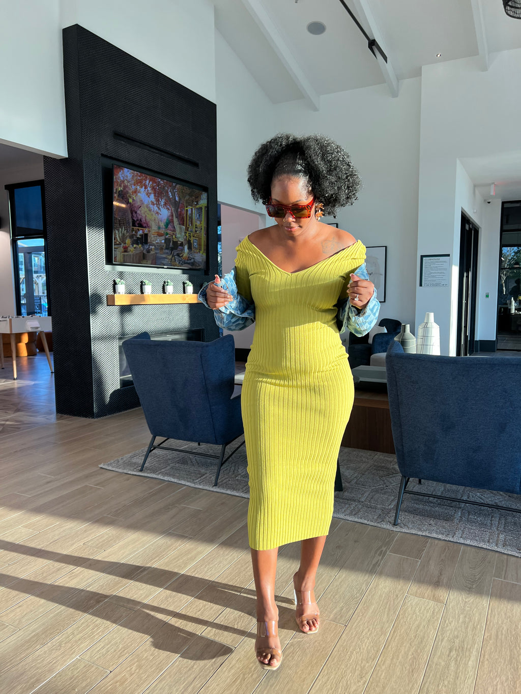 Shelia Midi Lime Knit Dress