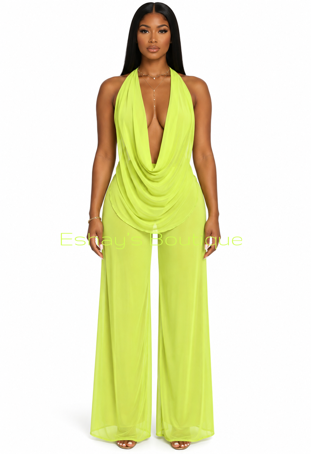 Neon Green Mesh Pants Set