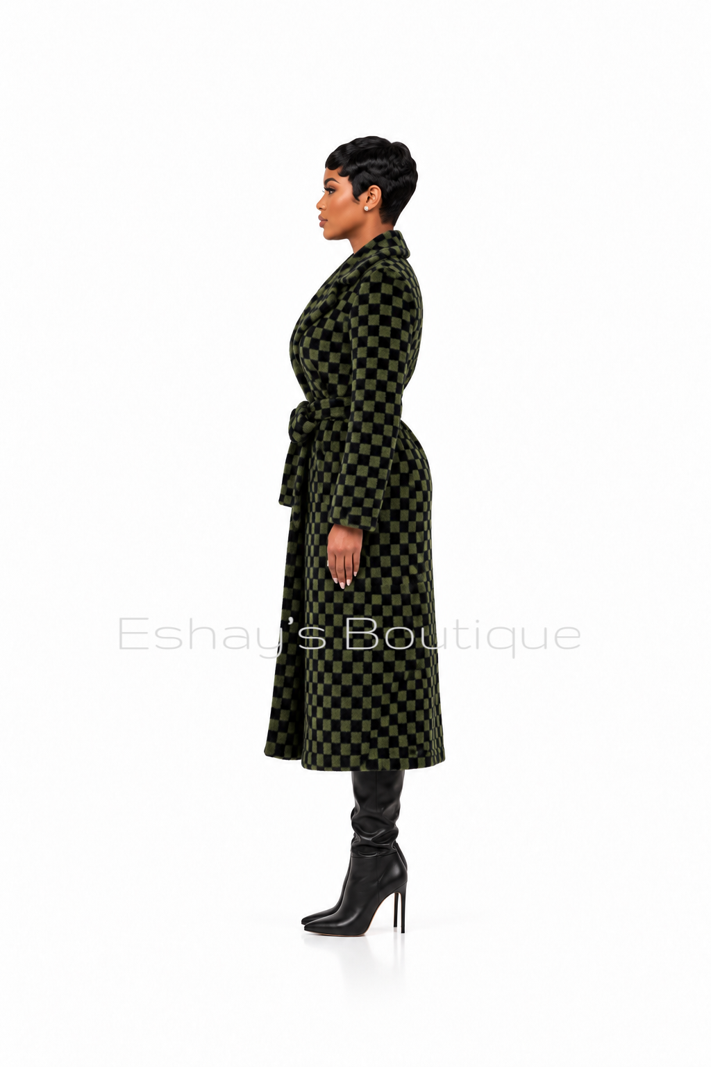 The Press Checkered Coat Olive