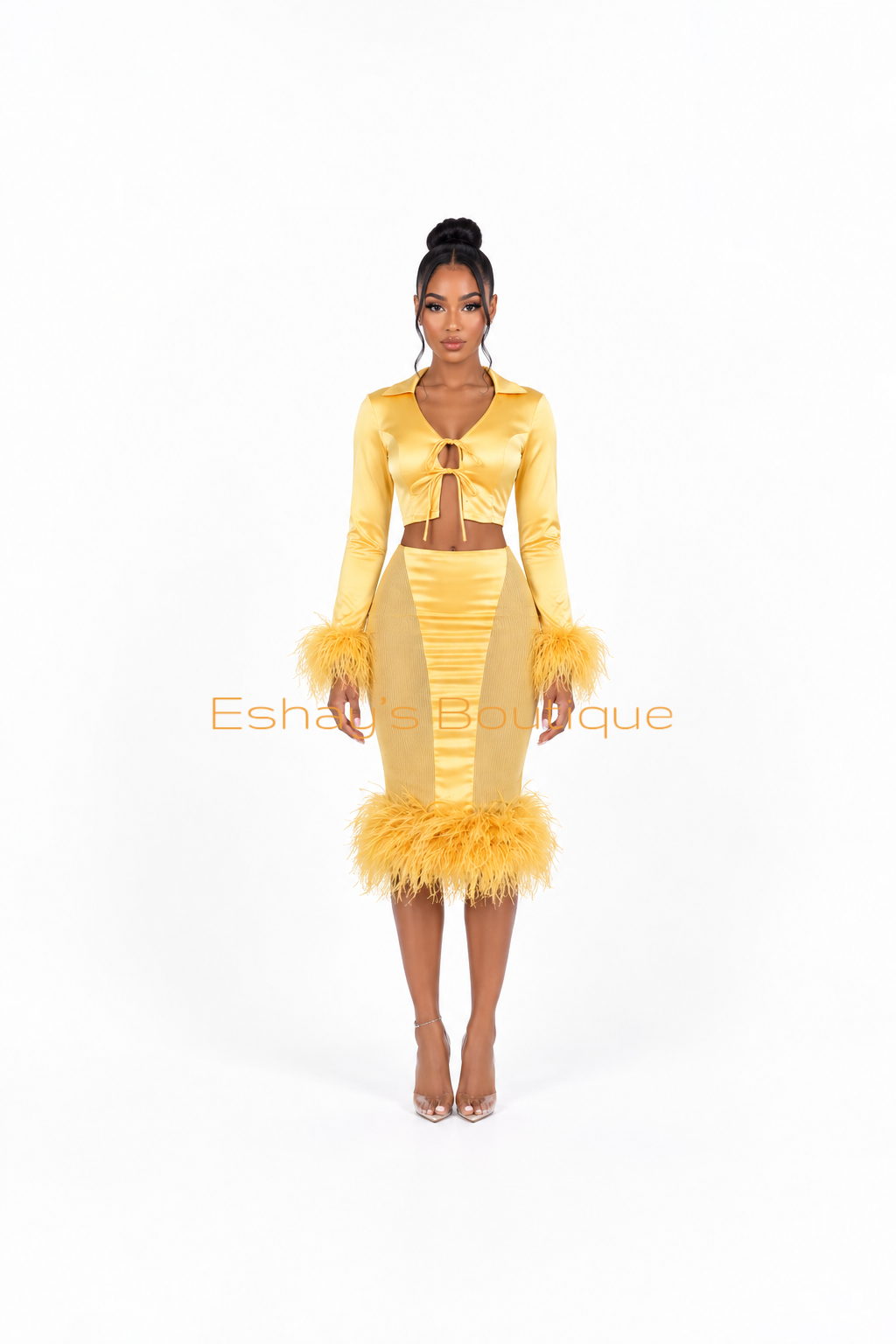 Golden Fairy Feather Skirt Set