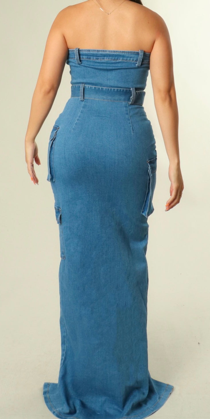 Harley denim maxi dress