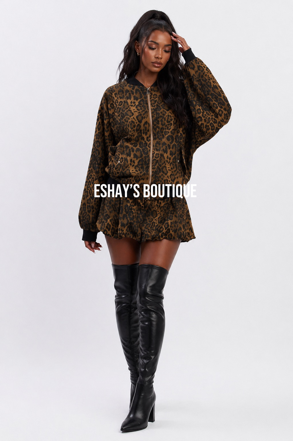 Leopard 🐆 bomber skirt set