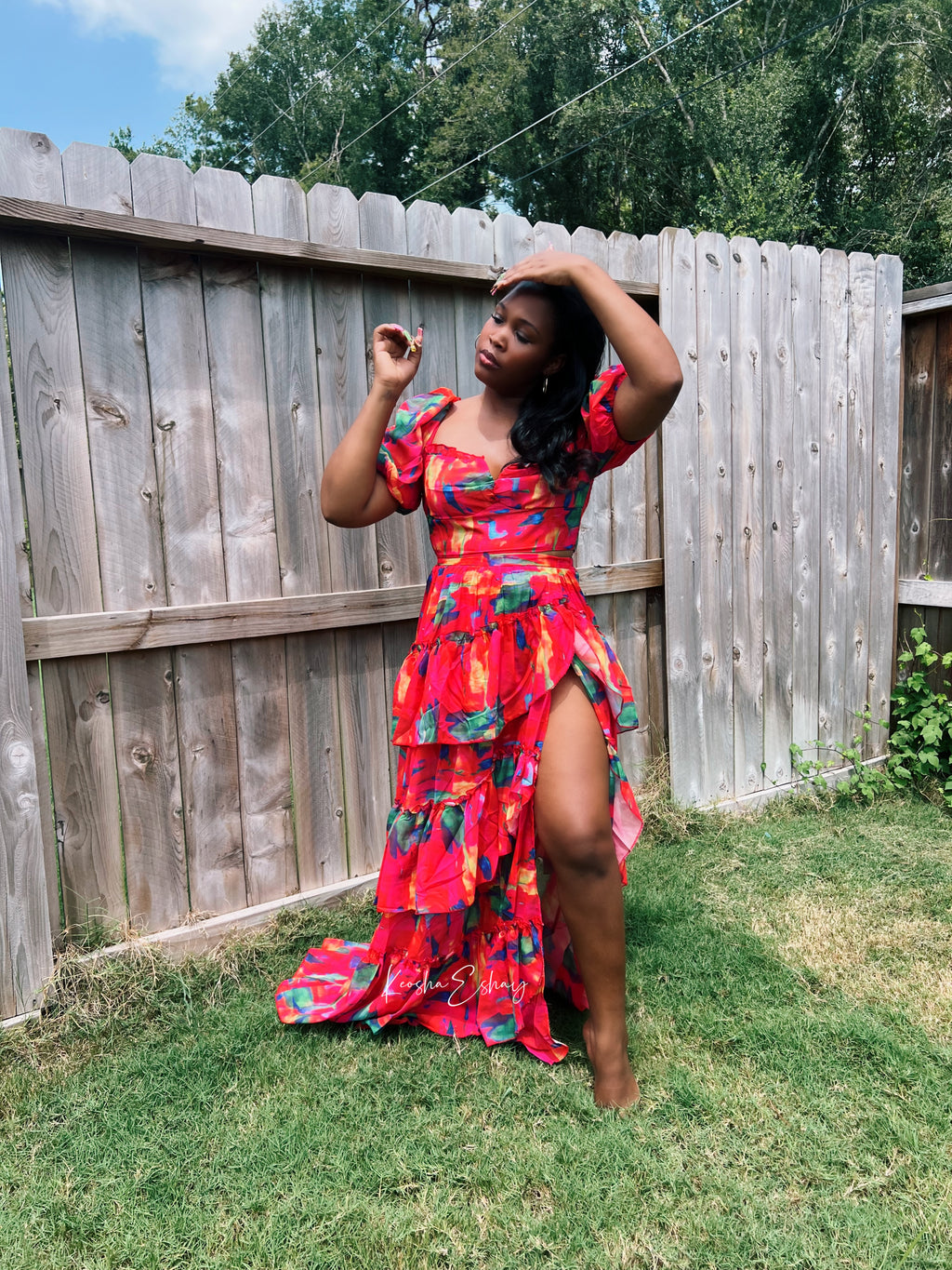 Tropical Sunset Ruffle Skirt Set