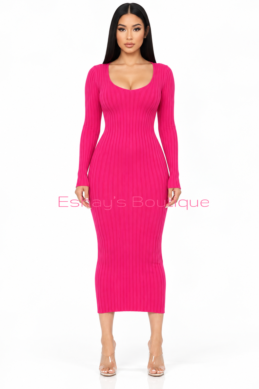 Shelia Midi Pink Knit Dress (IS)