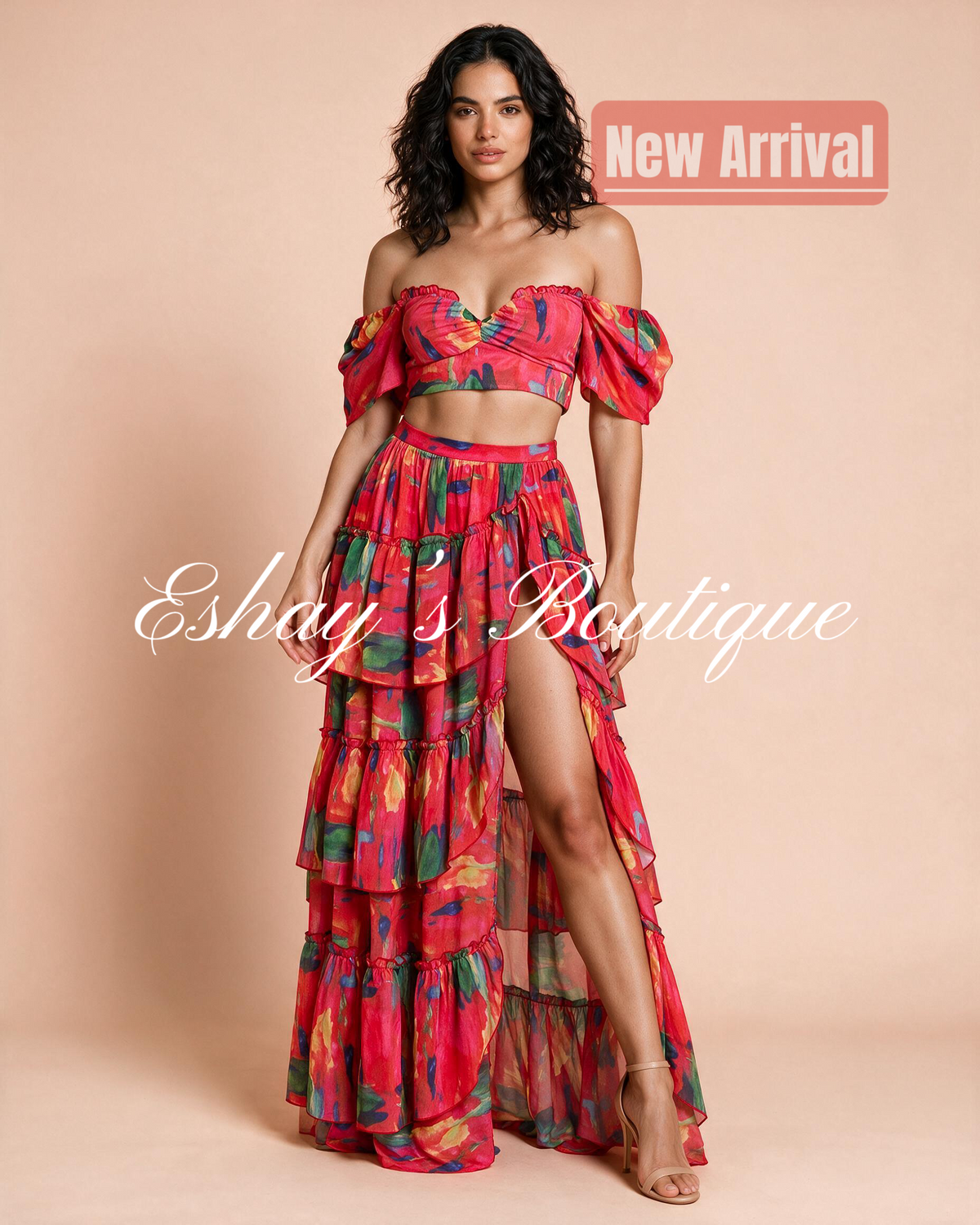 Tropical Sunset Ruffle Skirt Set