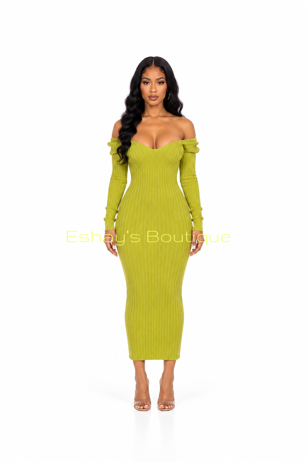 Shelia Midi Lime Knit Dress (IS)