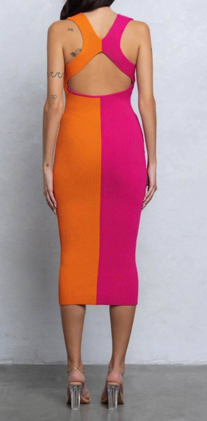Sherbet Midi Two-toned Dress