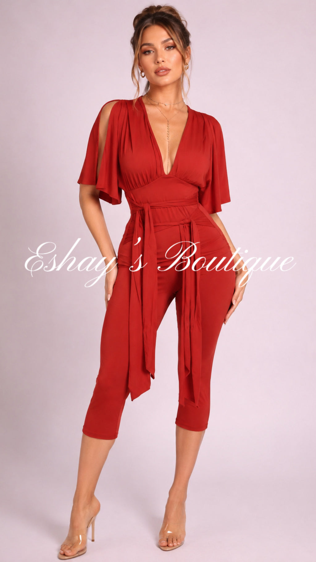 The Edit Capri Pants Set (Rust)