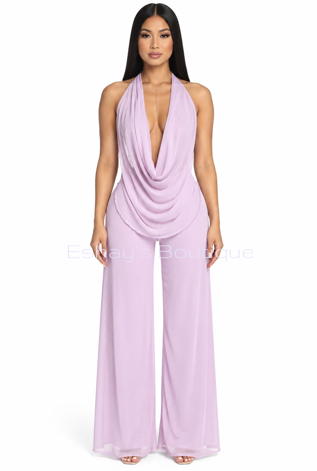 Lavender Mesh Pants Set
