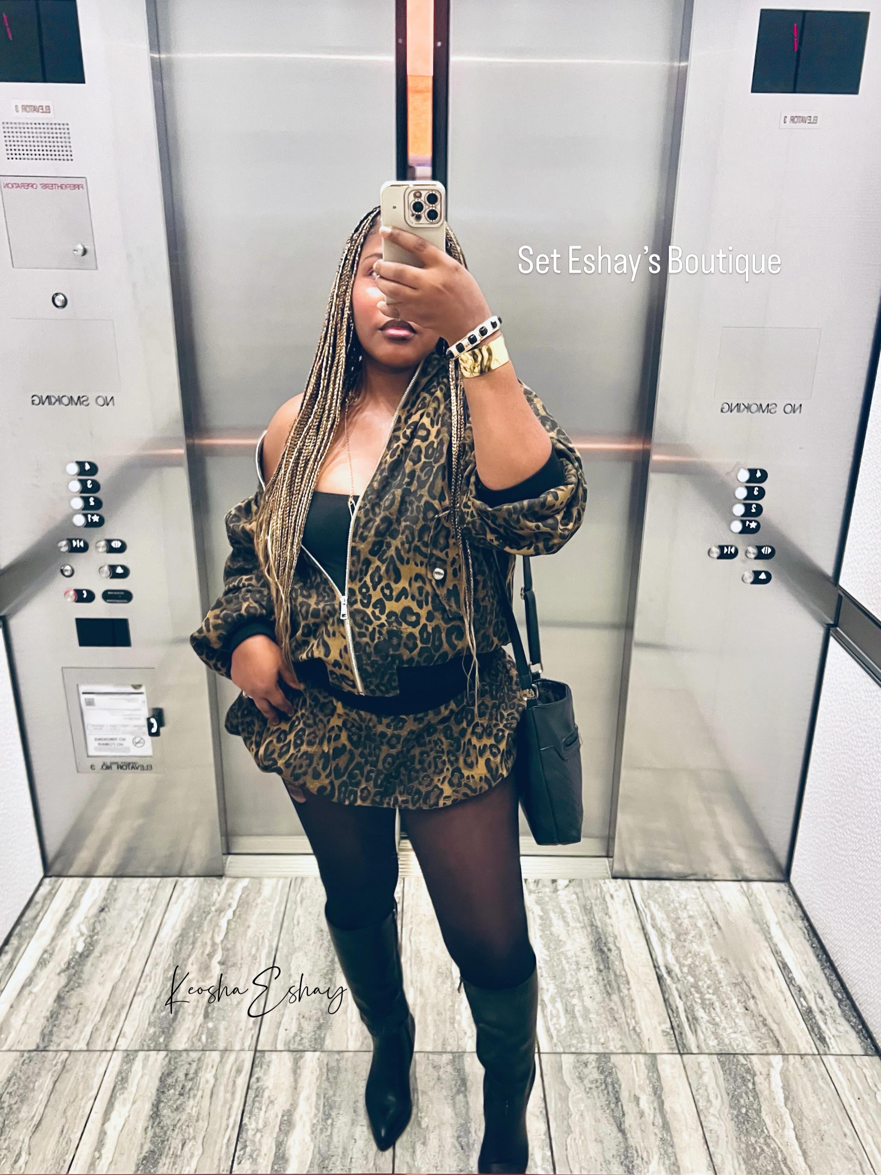 Leopard 🐆 bomber skirt set