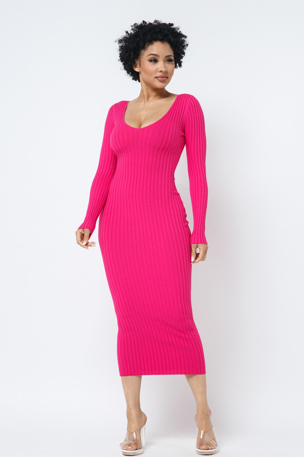 Shelia Midi Pink Knit Dress