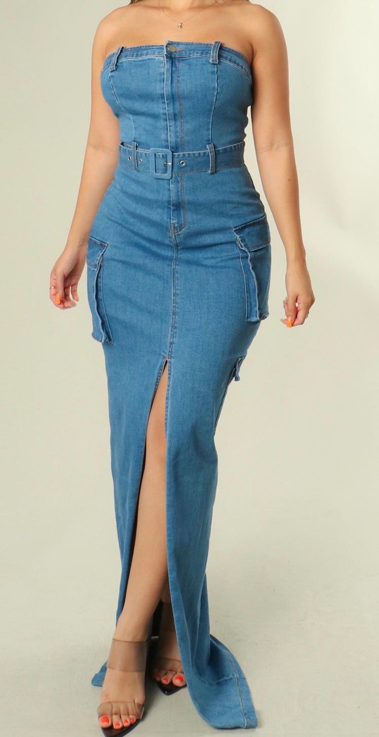 Harley denim maxi dress