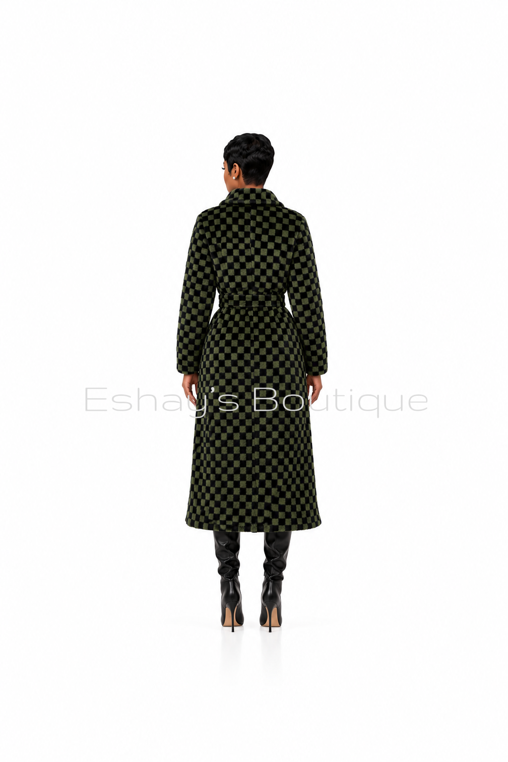 The Press Checkered Coat Olive