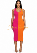 Sherbet Midi Two-toned Dress