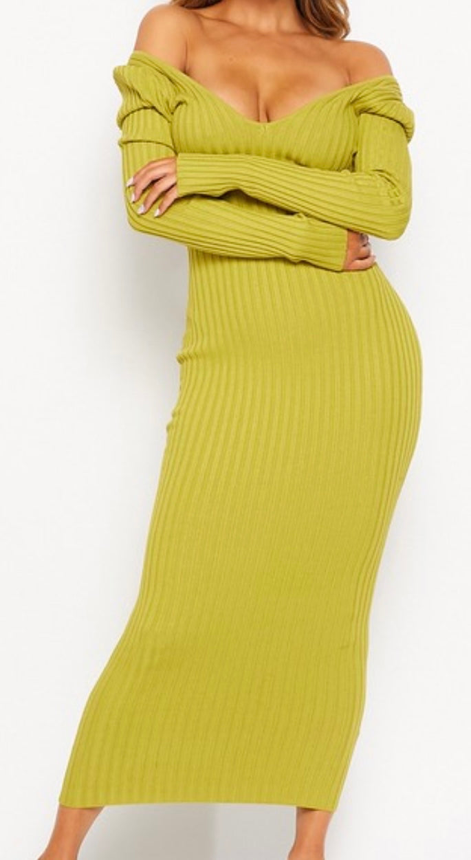 Shelia Midi Lime Knit Dress