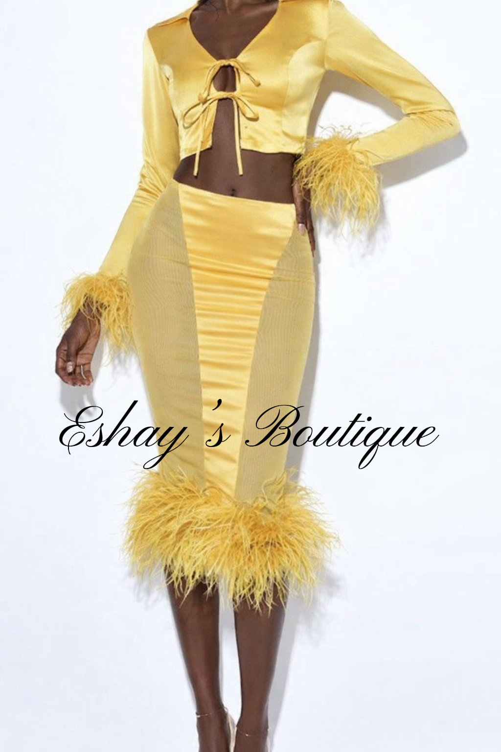 Golden Fairy Feather Skirt Set