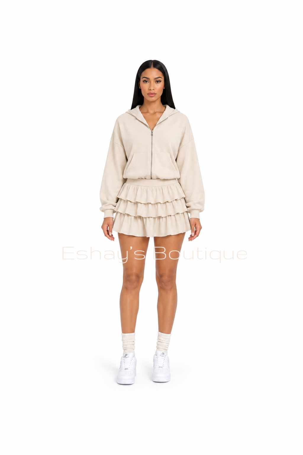 Venus Ruffle Dress (Oatmeal)IS
