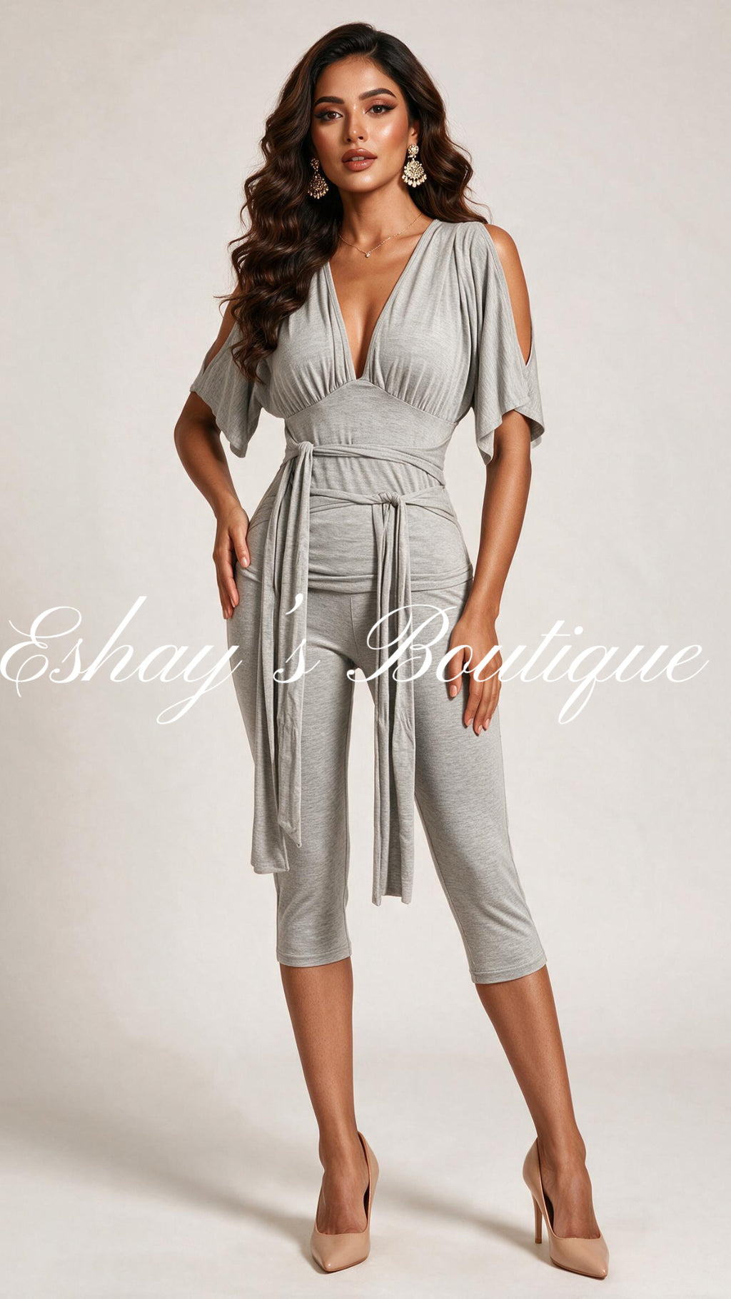 The Edit Capri Set (Heather Gray)