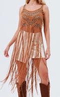 Camel Fringe Top